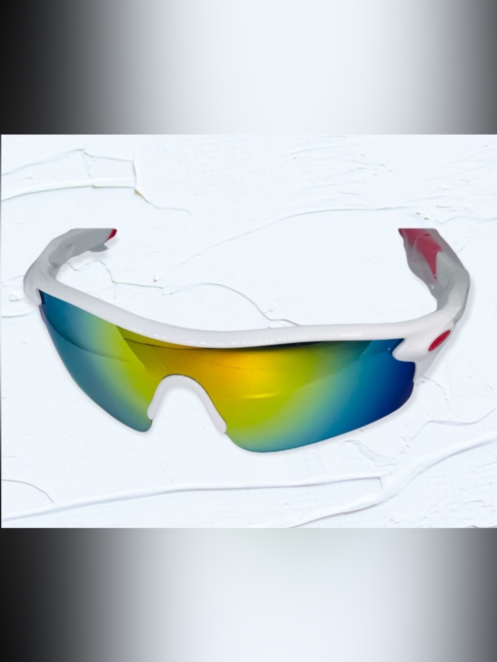White & Red Mirrored Sport Sunglasses UV400 Gold Blue Deadstock